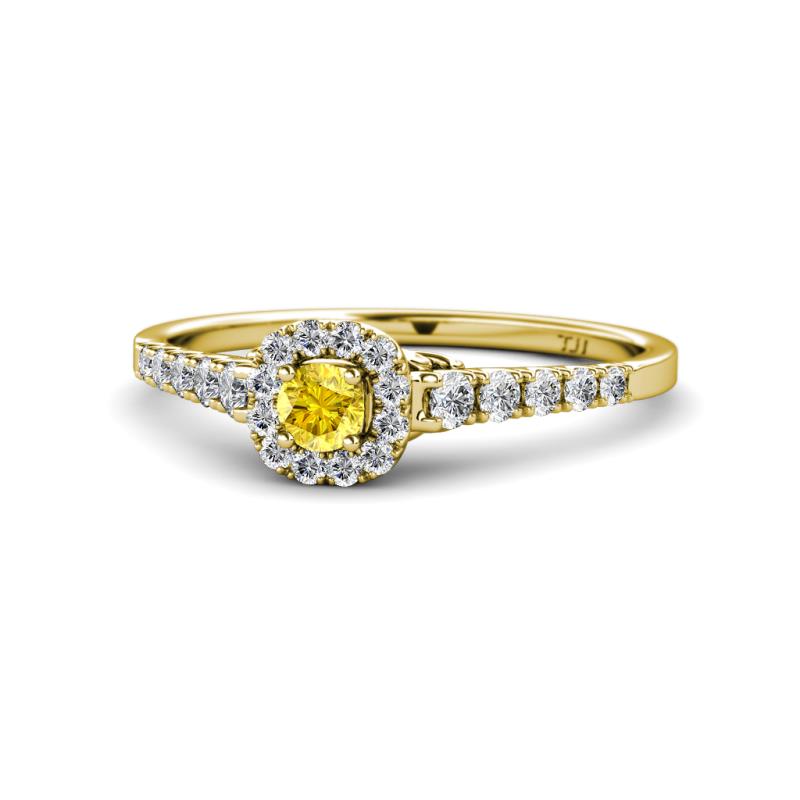 Florence Prima Yellow Sapphire and Diamond Halo Engagement Ring 