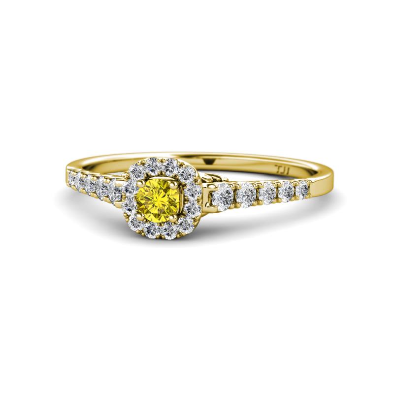 Florence Prima Yellow and White Diamond Halo Engagement Ring 