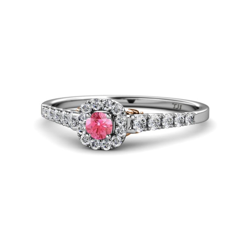 Florence Prima Pink Tourmaline and Diamond Halo Engagement Ring 