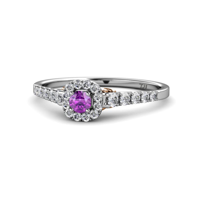 Florence Prima Amethyst and Diamond Halo Engagement Ring 
