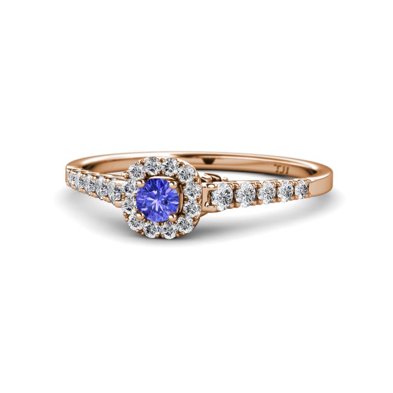 Florence Prima Tanzanite and Diamond Halo Engagement Ring 