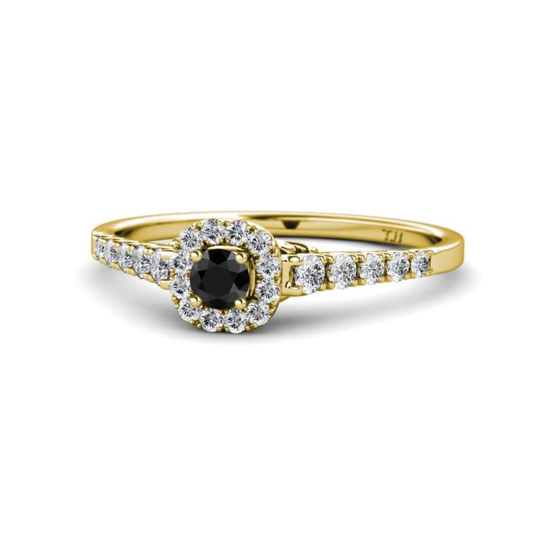 Florence Prima Black and White Diamond Halo Engagement Ring 