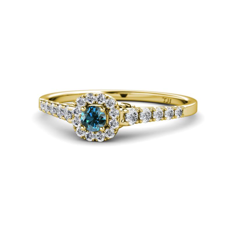 Florence Prima Blue and White Diamond Halo Engagement Ring 