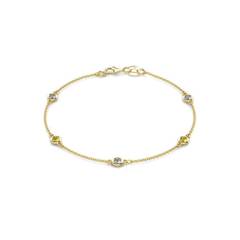 Aizza (5 Stn/3.4mm) Petite Yellow Sapphire and Diamond on Cable Bracelet 