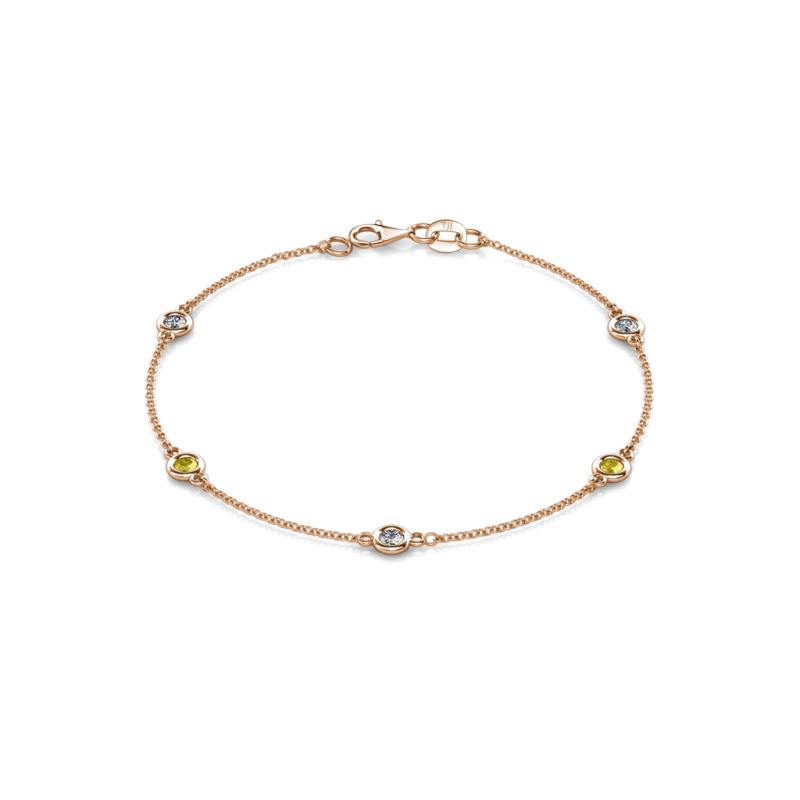 Aizza (5 Stn/3.4mm) Petite Yellow Sapphire and Diamond on Cable Bracelet 