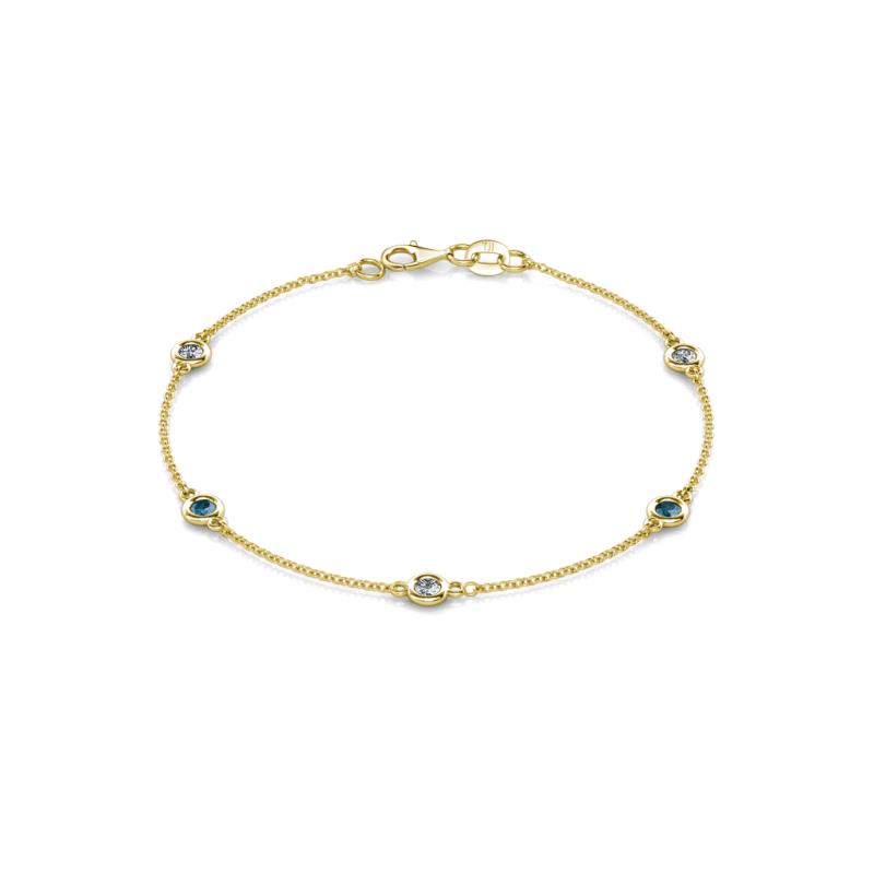 Aizza (5 Stn/3.4mm) Petite Blue and White Diamond on Cable Bracelet 