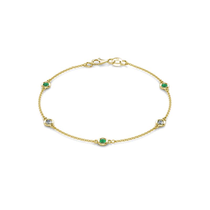 Aizza (5 Stn/3.4mm) Petite Emerald and Diamond Station Bracelet 