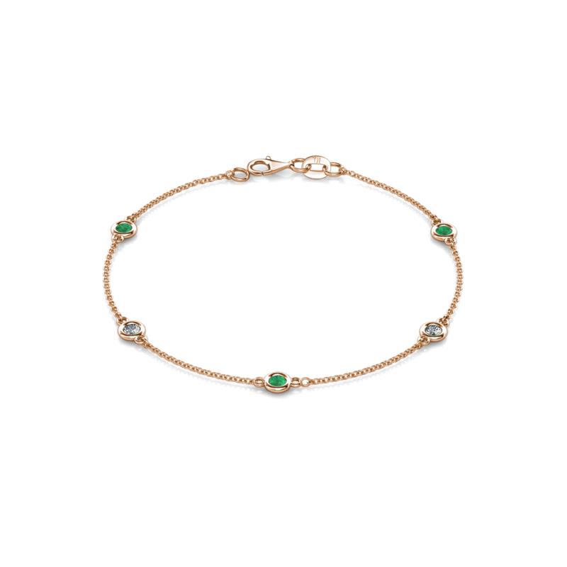 Aizza (5 Stn/3.4mm) Petite Emerald and Diamond Station Bracelet 