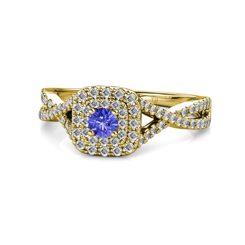 Maisie Prima Tanzanite and Diamond Halo Engagement Ring 