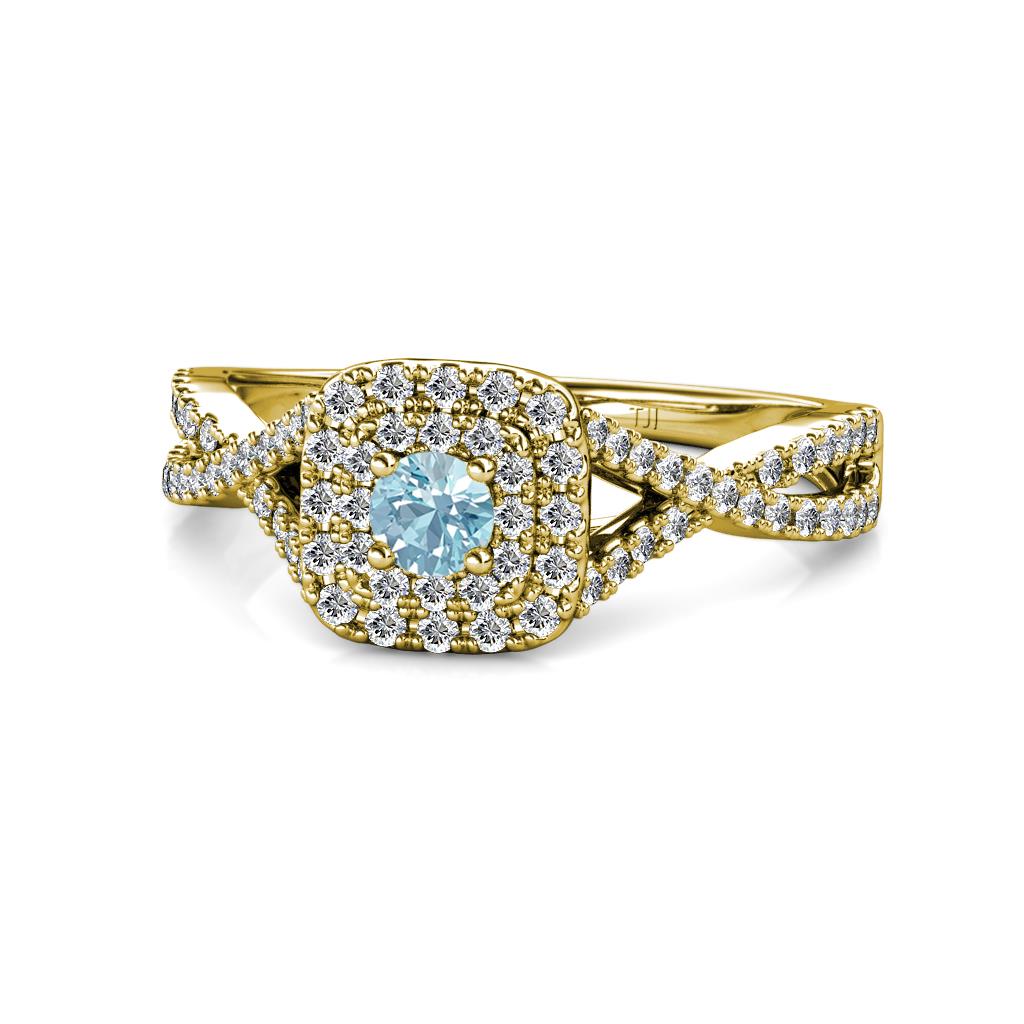 Maisie Prima Aquamarine and Diamond Halo Engagement Ring 