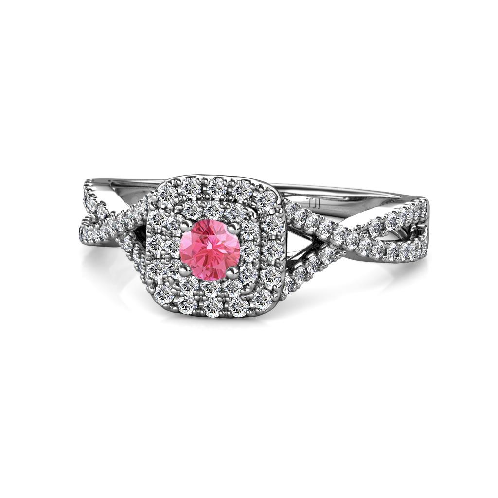 Maisie Prima Pink Tourmaline and Diamond Halo Engagement Ring 