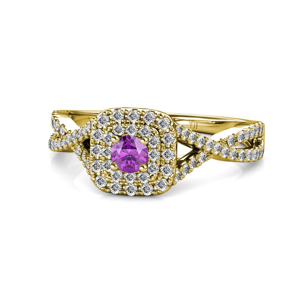 Maisie Prima Amethyst and Diamond Halo Engagement Ring 