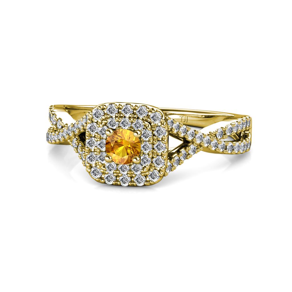 Maisie Prima Citrine and Diamond Halo Engagement Ring 