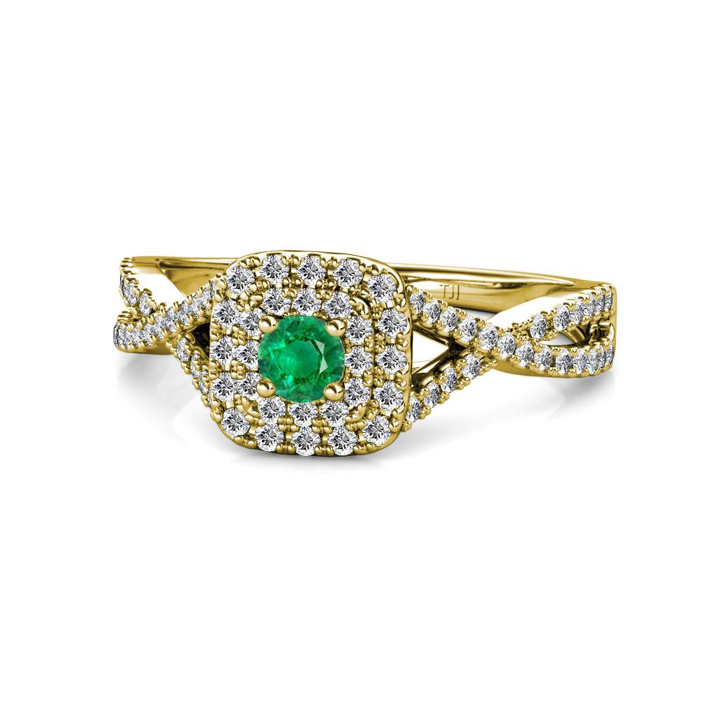 Maisie Prima Emerald and Diamond Halo Engagement Ring 