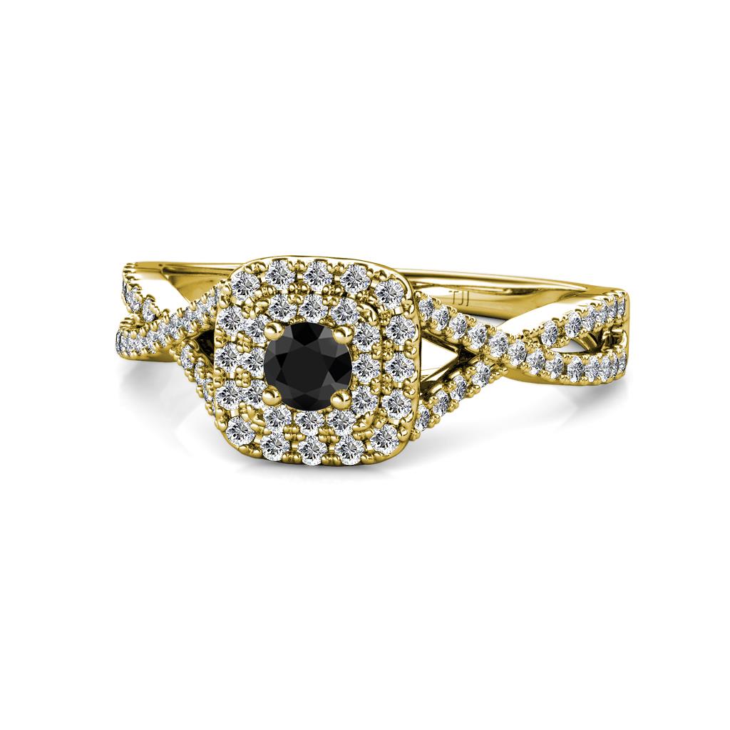Maisie Prima Black and White Diamond Halo Engagement Ring 