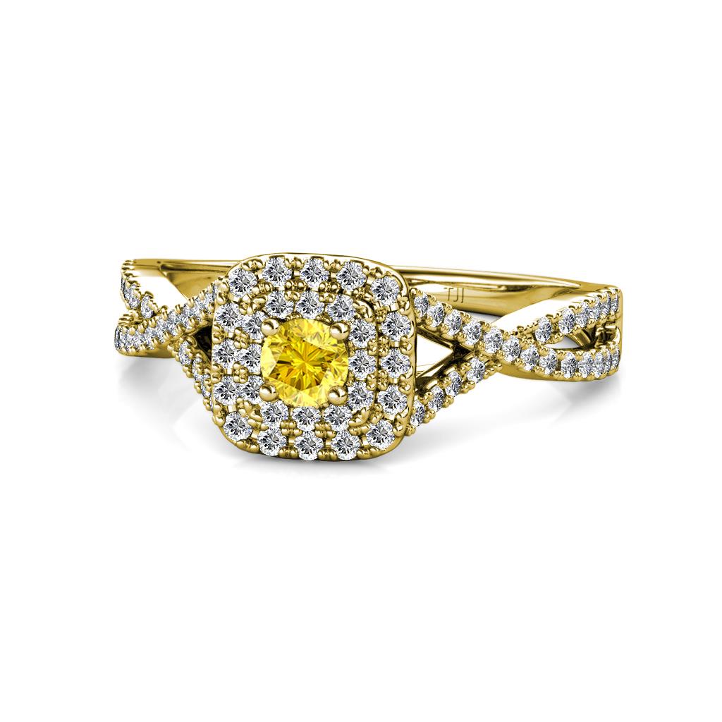 Maisie Prima Yellow Sapphire and Diamond Halo Engagement Ring 