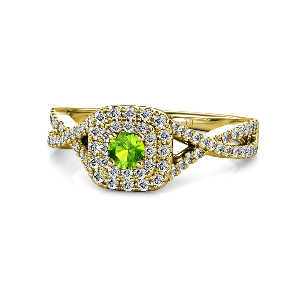 Maisie Prima Peridot and Diamond Halo Engagement Ring 