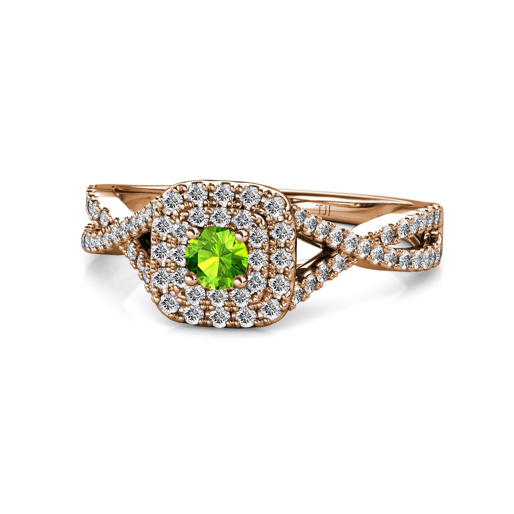 Maisie Prima Peridot and Diamond Halo Engagement Ring 