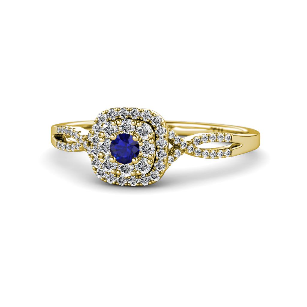 Yesenia Prima Blue Sapphire and Diamond Halo Engagement Ring 