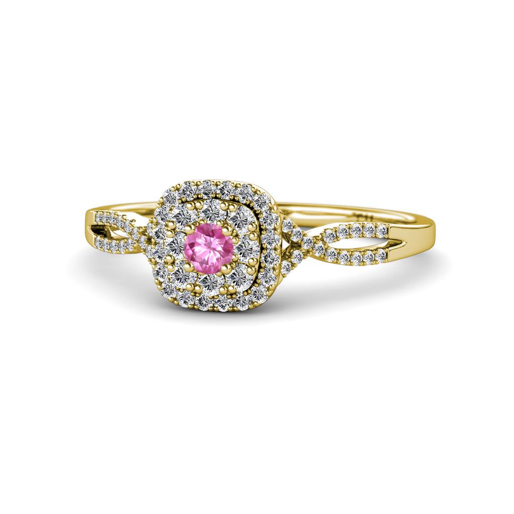 Yesenia Prima Pink Sapphire and Diamond Halo Engagement Ring 