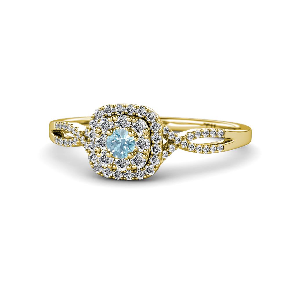 Yesenia Prima Aquamarine and Diamond Halo Engagement Ring 