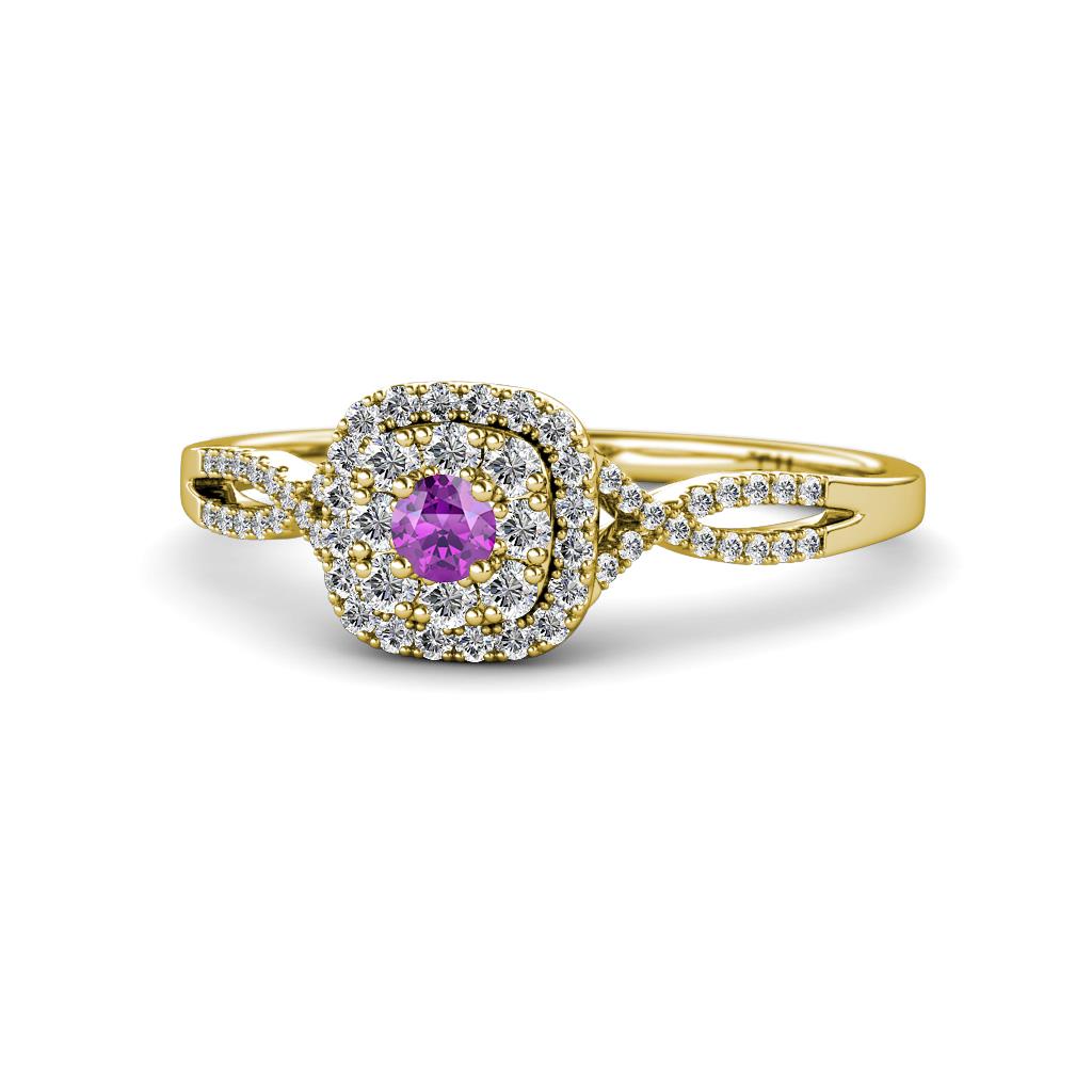 Yesenia Prima Amethyst and Diamond Halo Engagement Ring 