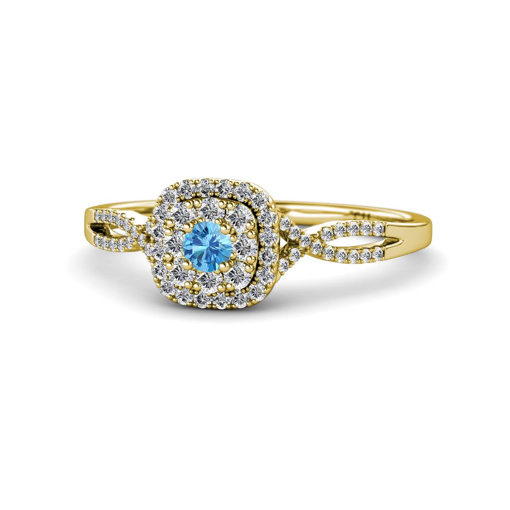 Yesenia Prima Blue Topaz and Diamond Halo Engagement Ring 