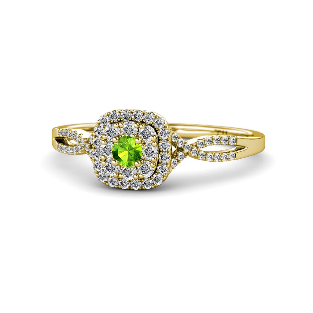 Yesenia Prima Peridot and Diamond Halo Engagement Ring 