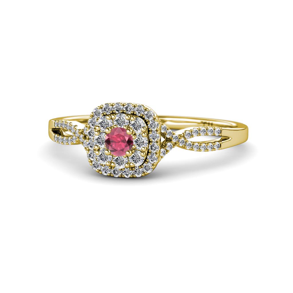 Yesenia Prima Rhodolite Garnet and Diamond Halo Engagement Ring 