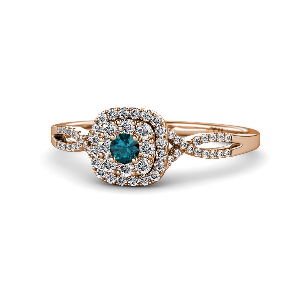 Yesenia Prima London Blue Topaz and Diamond Halo Engagement Ring 