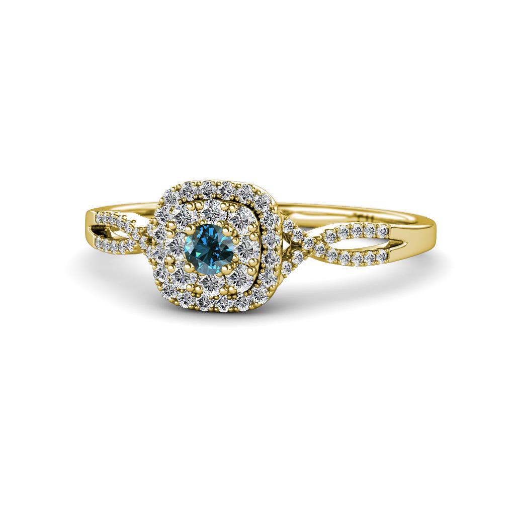 Yesenia Prima Blue and White Diamond Halo Engagement Ring 