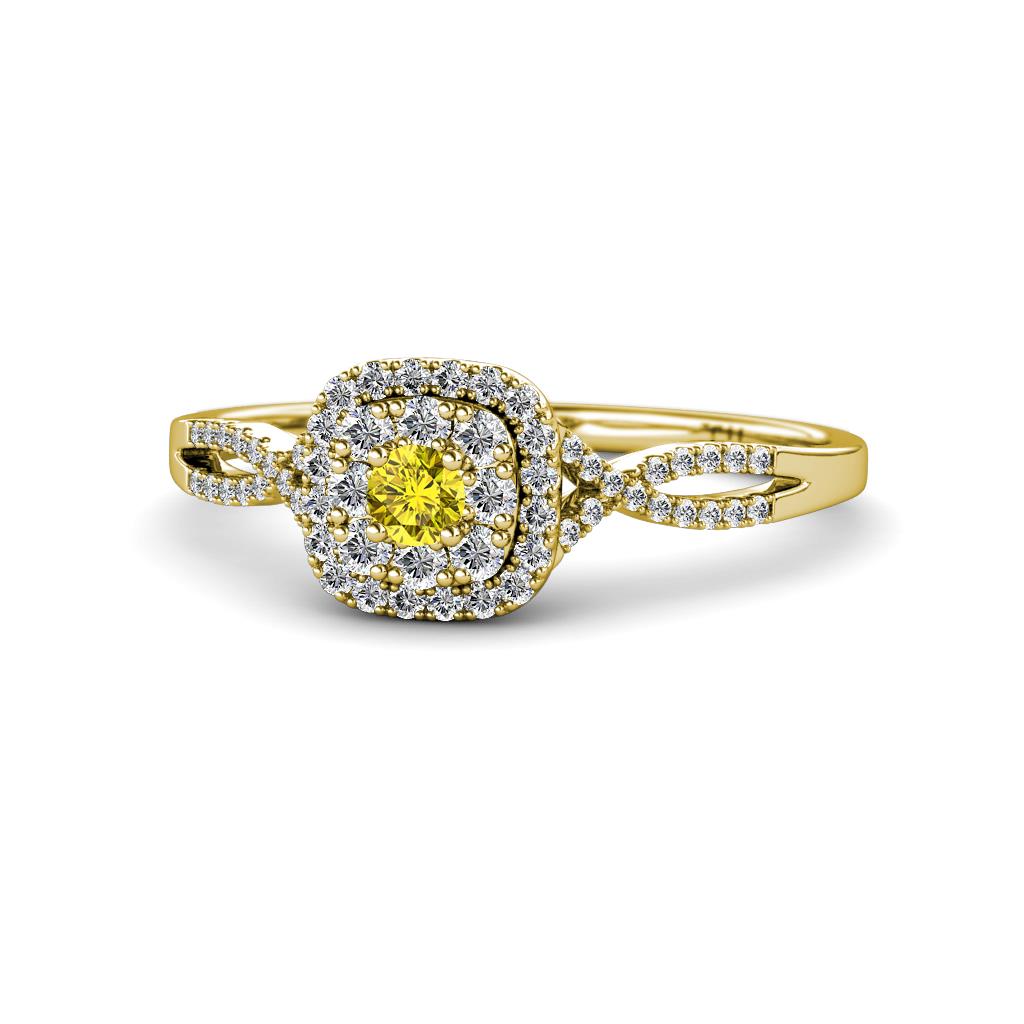 Yesenia Prima Yellow and White Diamond Halo Engagement Ring 