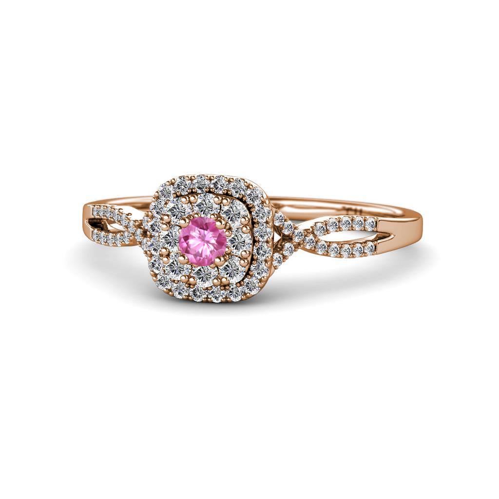 Yesenia Prima Pink Sapphire and Diamond Halo Engagement Ring 