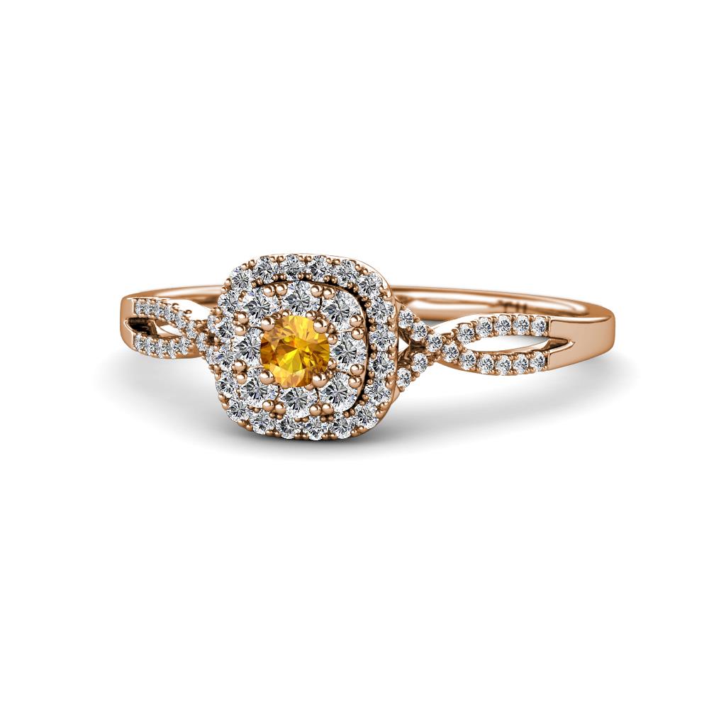 Yesenia Prima Citrine and Diamond Halo Engagement Ring 