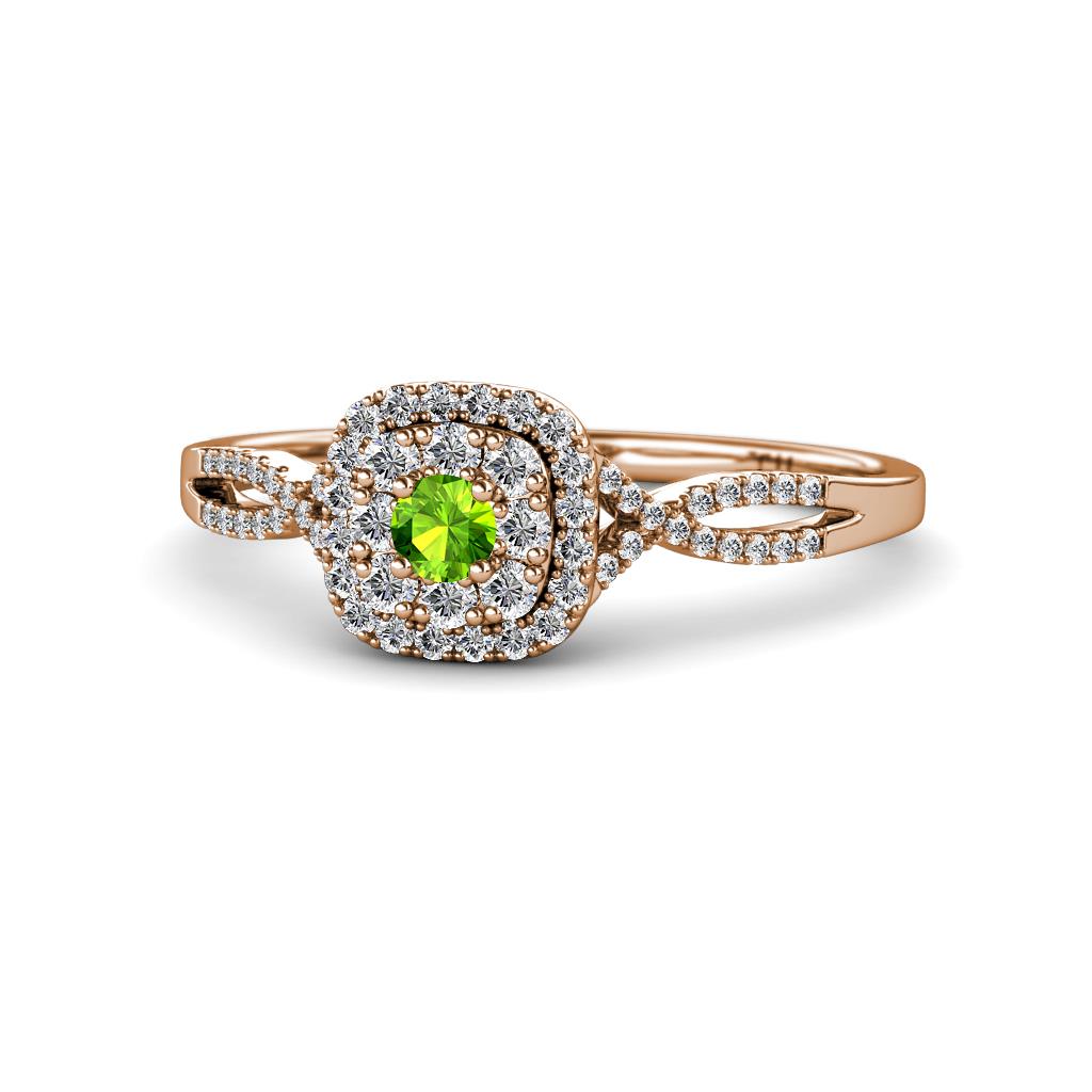 Yesenia Prima Peridot and Diamond Halo Engagement Ring 