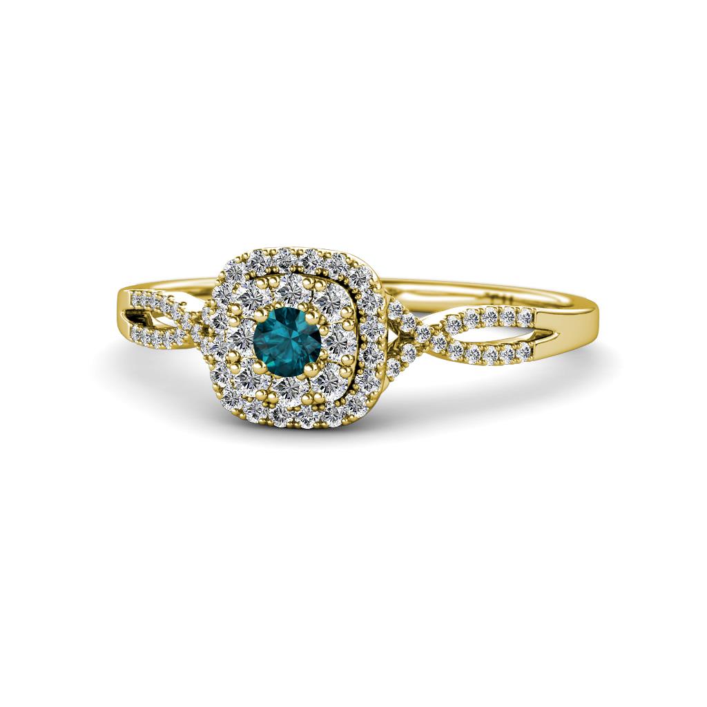 Yesenia Prima London Blue Topaz and Diamond Halo Engagement Ring 