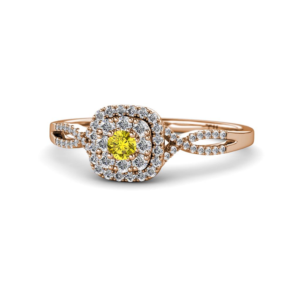 Yesenia Prima Yellow and White Diamond Halo Engagement Ring 