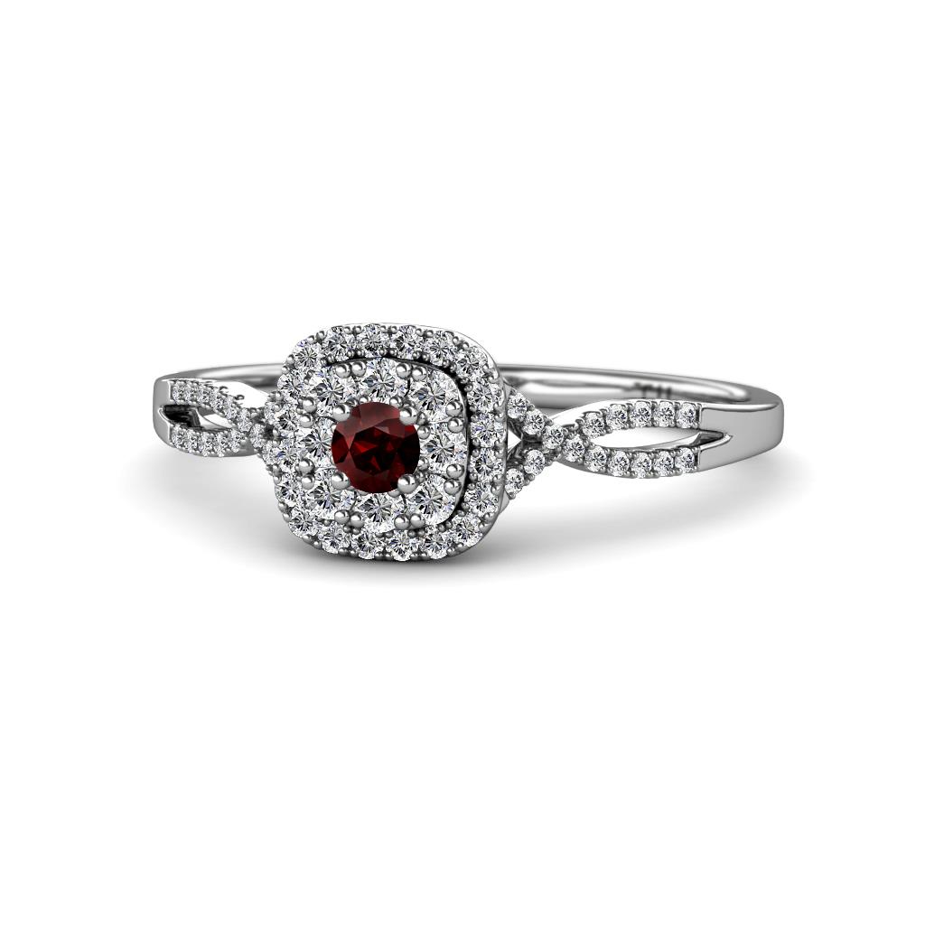Yesenia Prima Red Garnet and Diamond Halo Engagement Ring 