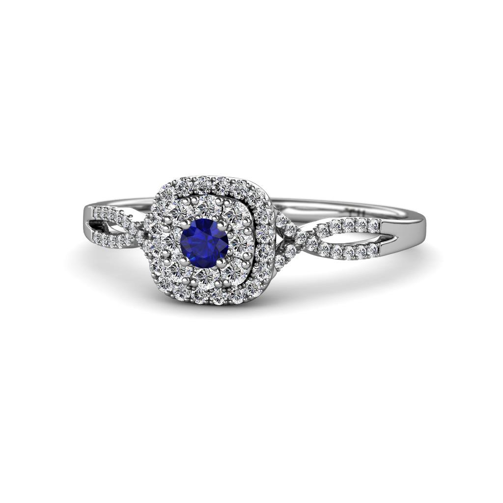 Yesenia Prima Blue Sapphire and Diamond Halo Engagement Ring 