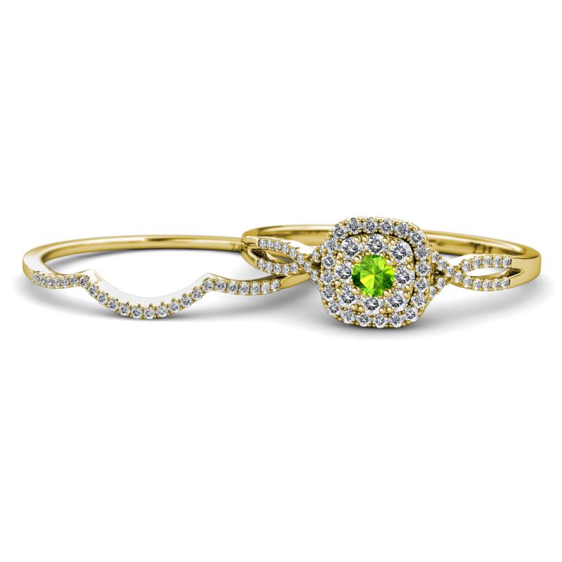 Yesenia Prima Peridot and Diamond Halo Bridal Set Ring 