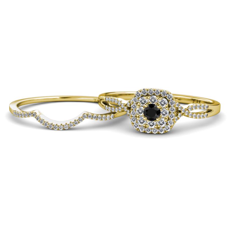 Yesenia Prima Black and White Diamond Halo Bridal Set Ring 