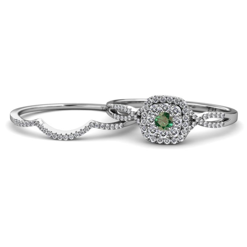 Yesenia Prima Diamond and Lab Created Alexandrite Halo Bridal Set Ring 