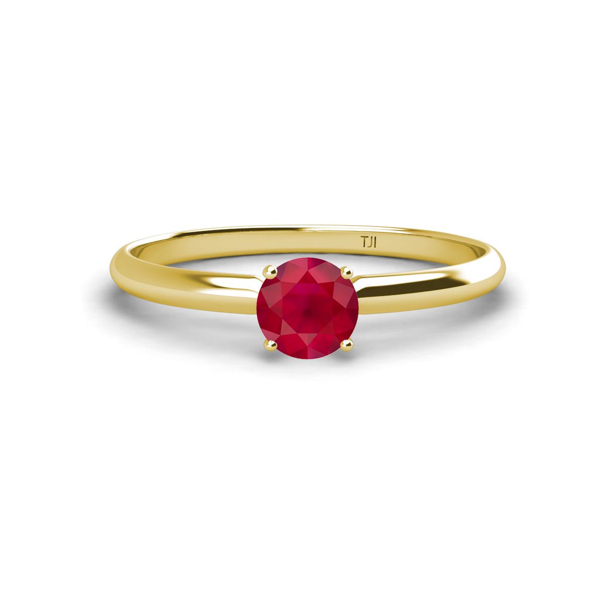 Solus Round Ruby Solitaire Engagement Ring  