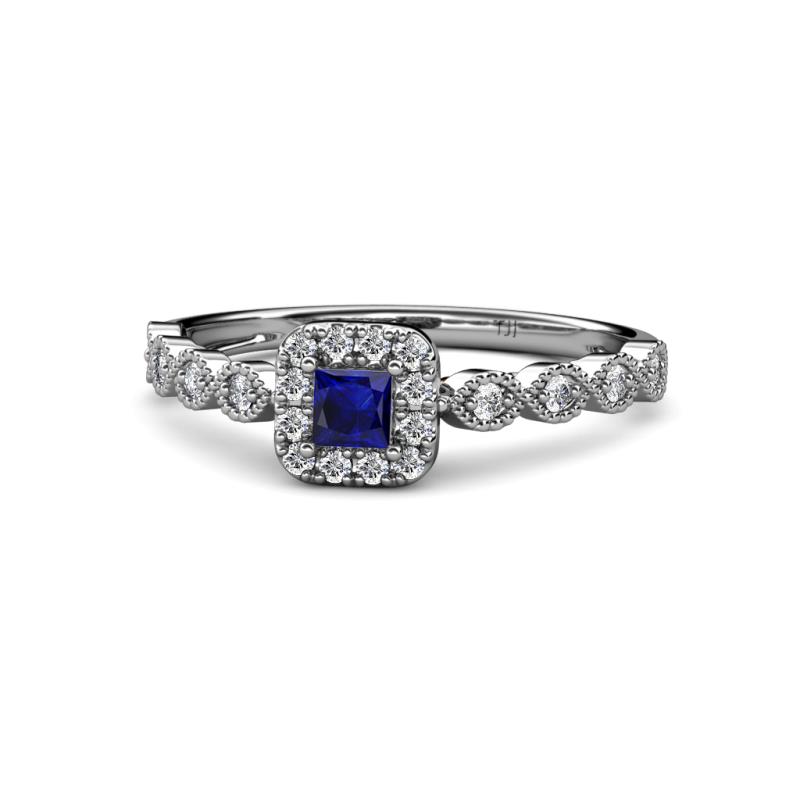 Mavis Prima Blue Sapphire and Diamond Infinity Halo Engagement Ring 