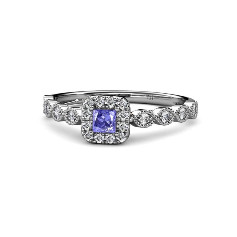 Mavis Prima Tanzanite and Diamond Infinity Halo Engagement Ring 