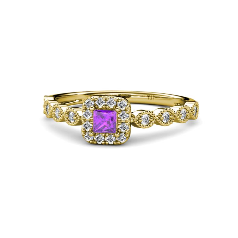 Mavis Prima Amethyst and Diamond Infinity Halo Engagement Ring 