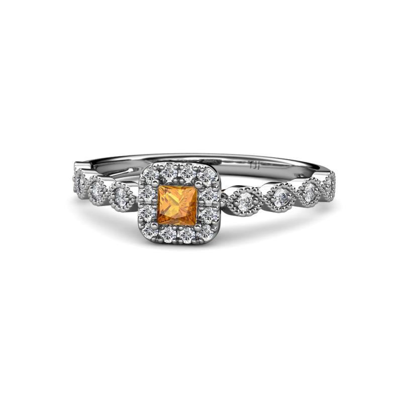 Mavis Prima Citrine and Diamond Infinity Halo Engagement Ring 