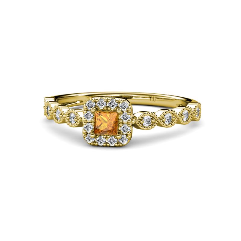 Mavis Prima Citrine and Diamond Infinity Halo Engagement Ring 