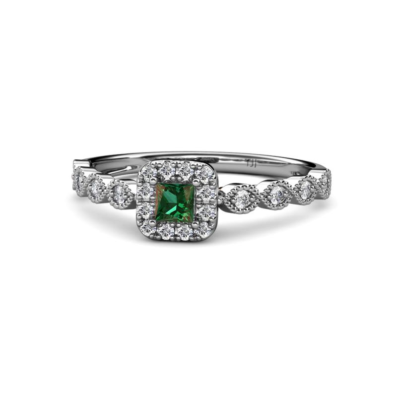 Mavis Prima Diamond and Lab Created Alexandrite Infinity Halo Engagement Ring 
