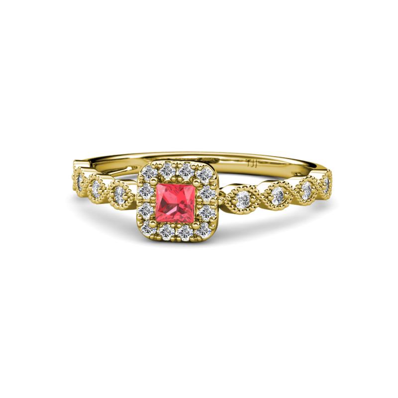 Mavis Prima Pink Tourmaline and Diamond Infinity Halo Engagement Ring 
